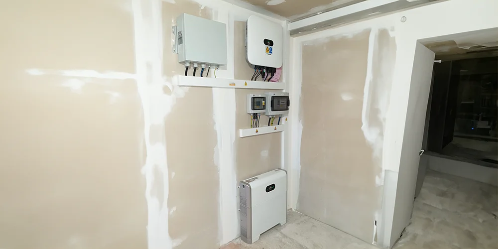 Onduleur Huawei Sun 2000, élément central de l'installation photovoltaïque de 4.5kWc à Gruissan, garantissant une conversion d'énergie efficace